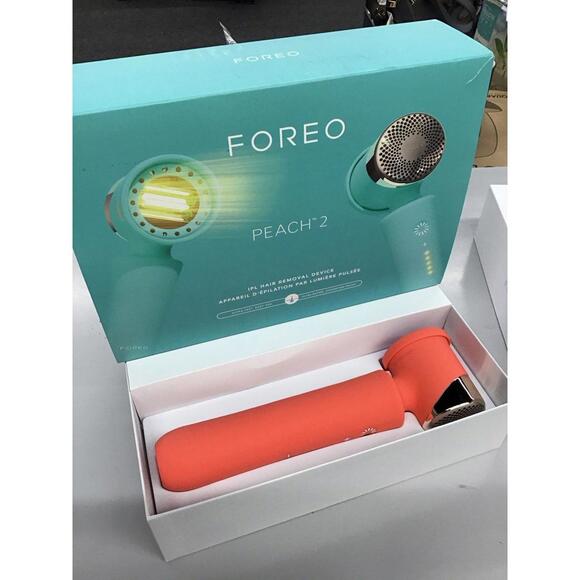 Foreo peach 2 ipl hair removal device & cooling gels coral fast safe efficient